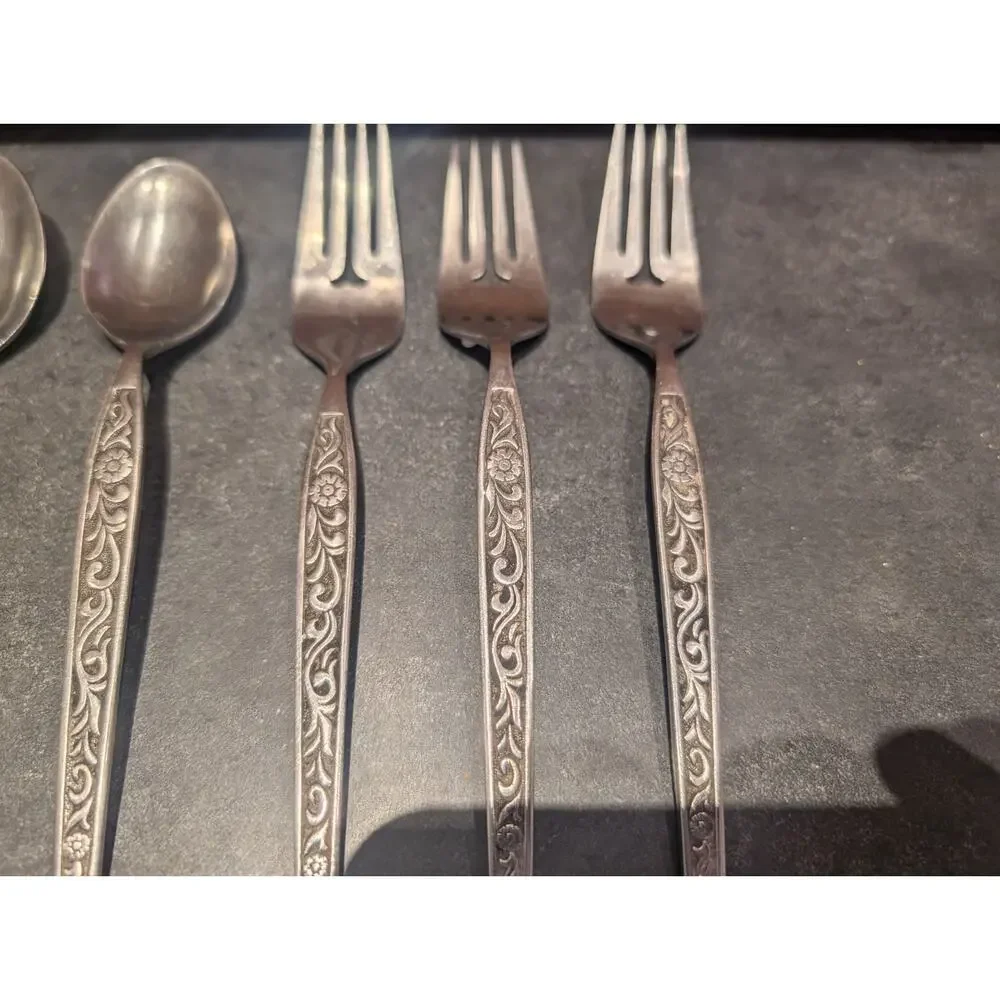 Antigua Grand Prix Stainless Steel Flatware Lot of 7 spoons and forks